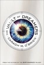 An eye image of a black pupil and fiery iris are encircled by the title and author's name and a silver background.