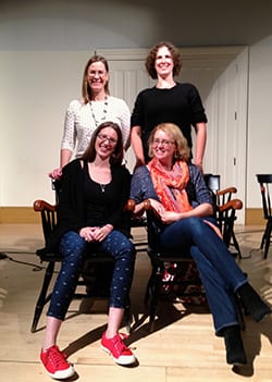 Caragh O'Brien, Dayna Lorentz, Kristin Cashore, and Tui Sutherland at Williams College, October 2, 2014