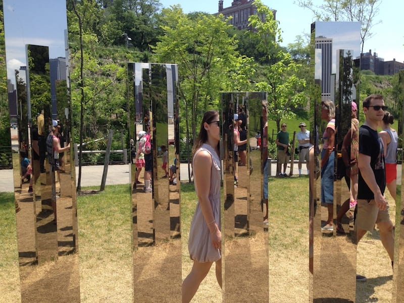 "Mirror Labyrinth" by Jeppe Hein in Brooklyn Bridge Park, May 31, 2015